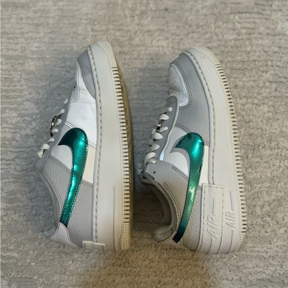 Nike Air Force 1 Shadow Metallic Teal Women’s Size 7.5 White Green Sneakers